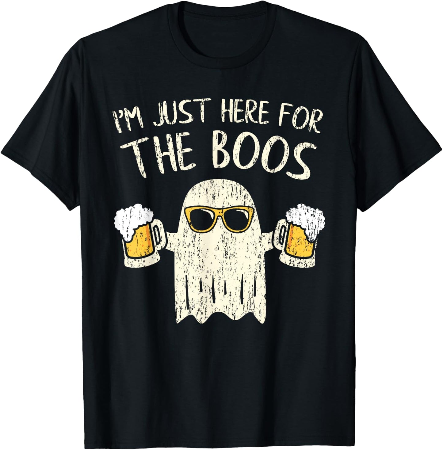 Im Just Here for the Boos Funny Gift Halloween Ghost T-Shirt - T-Shirt | Black
