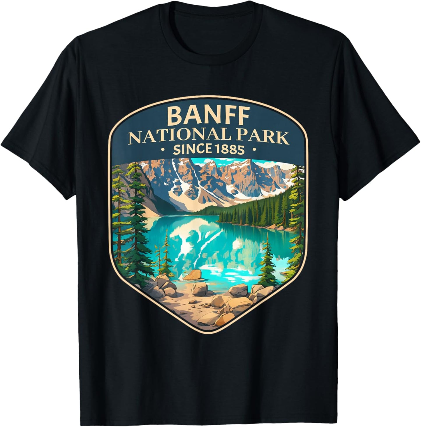 Cool Banff National Park Canada Outdoor Camping Hiking T-Shirt - T-Shirt | Black