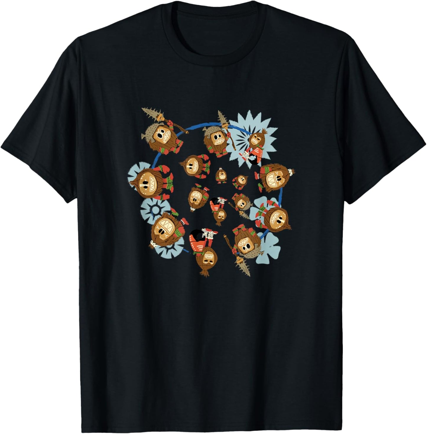 Disney Moana Kakamora Pirates Tribe Swirl Big Chest Poster T-Shirt - T-Shirt | Black