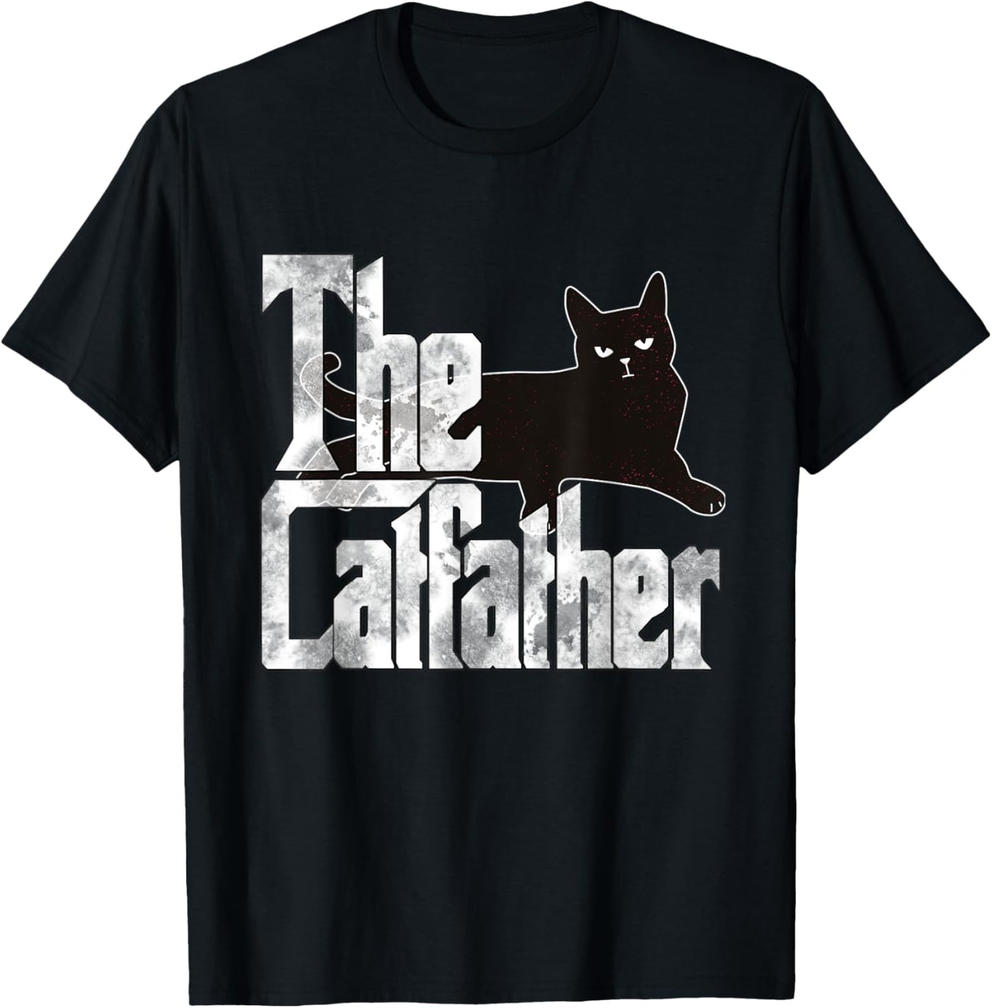 Cat Dad The Catfather Lazy Black Cat Father Kitty Daddy Men Women T-Shirt - T-Shirt | Black