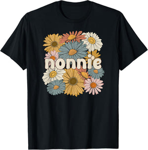 Groovy Nonnie Grandmother Flowers Nonnie Grandma T-Shirt - T-Shirt | Black