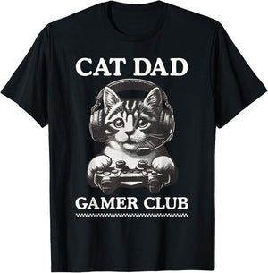 Cat Dad Gamer Club Video Games Gaming Cat Player Fathers Day Women T-Shirt - T-Shirt | Black