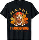 Funny Pitbull Dog In Turkey Costume Happy Thanksgiving Day T-Shirt - T-Shirt | Black