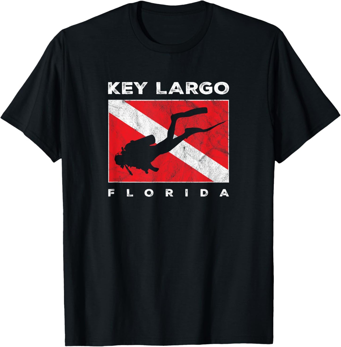 Key Largo Florida Scuba Dive Flag Souvenir Retro T-Shirt - T-Shirt | Black