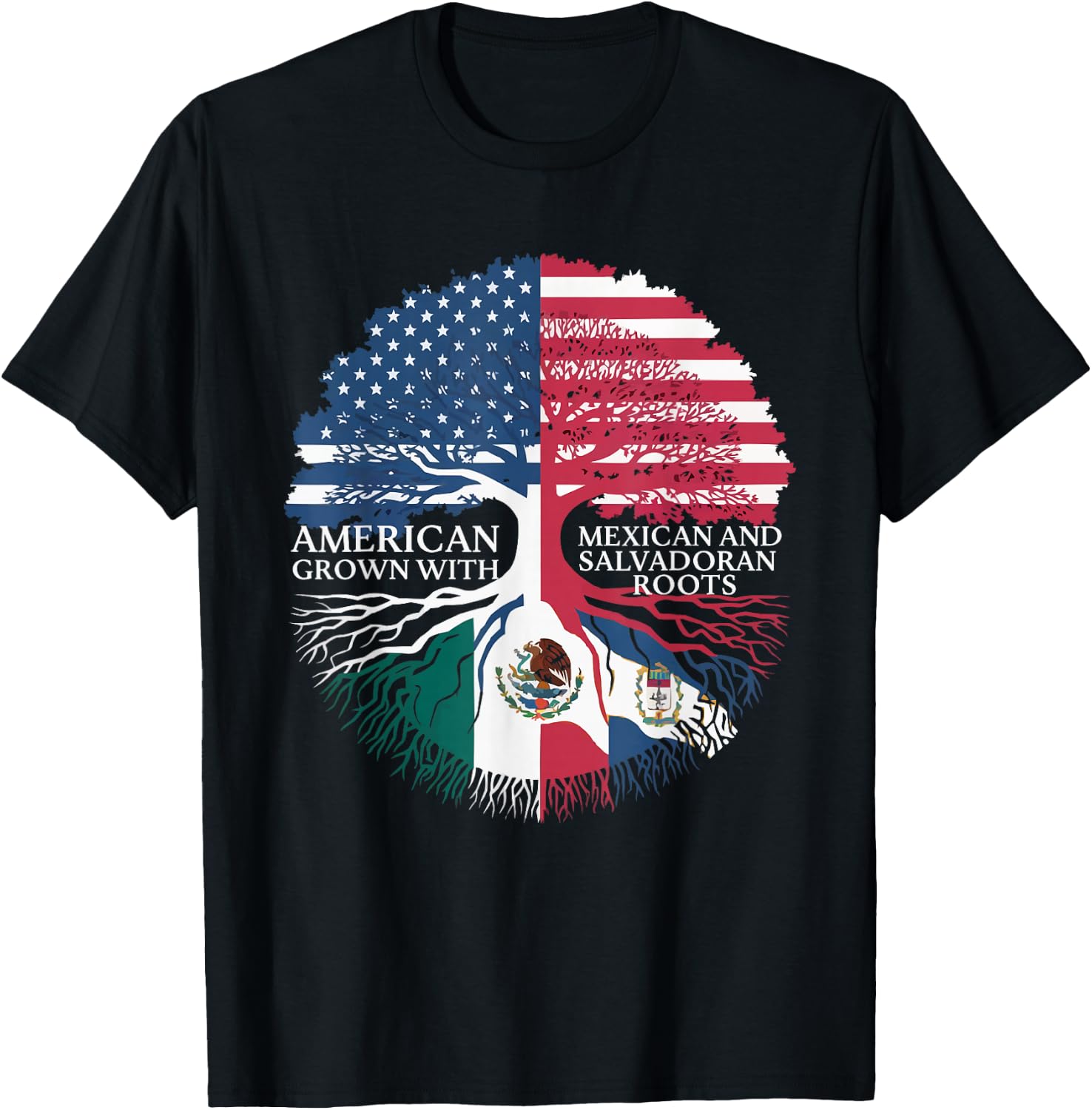 Half Mexican Half Salvadorian El Salvador Flag Mexico T-Shirt - T-Shirt | Black