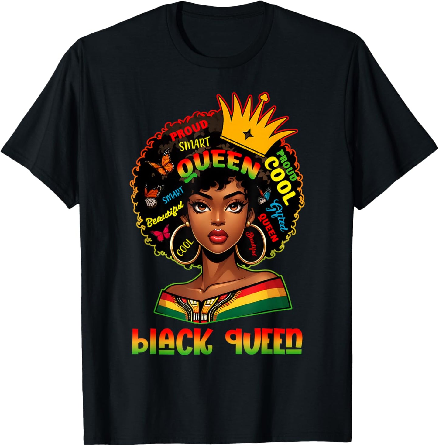 I Am Black History Month Women Girls Afro Black Queen T-Shirt - T-Shirt | Black