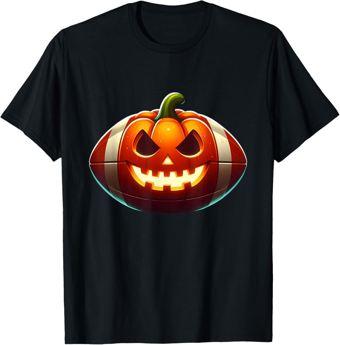 Football Halloween Pumpkin Scary Football Player Costume T-Shirt - T-Shirt | Black