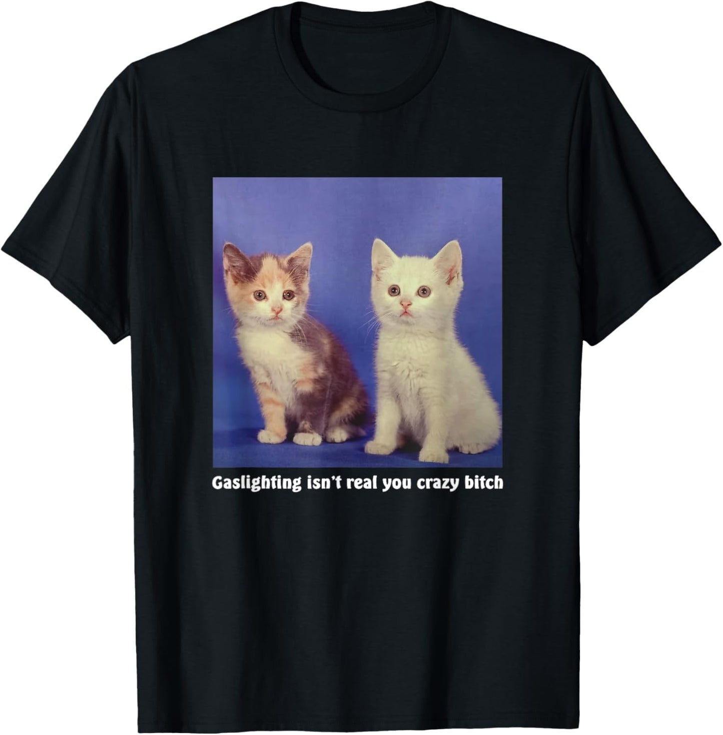 Gaslighting Isn't Real You Crazy B.I.T.C.H Funny Cat Lover Women T-Shirt - T-Shirt | Black