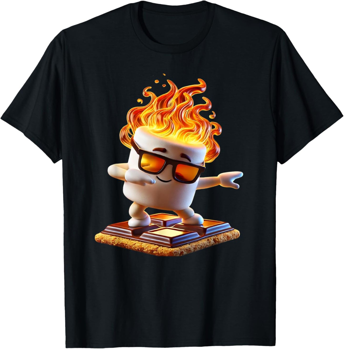 Dabbing Smore Marshmallow Cute Dab Dance Camping Camper Gift T-Shirt - T-Shirt | Black
