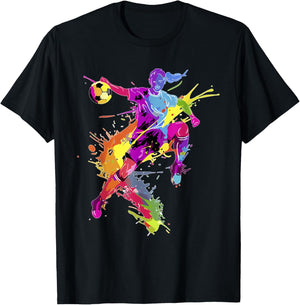 Soccer woman Paint splash Women's soccer T-Shirt - T-Shirt | Black