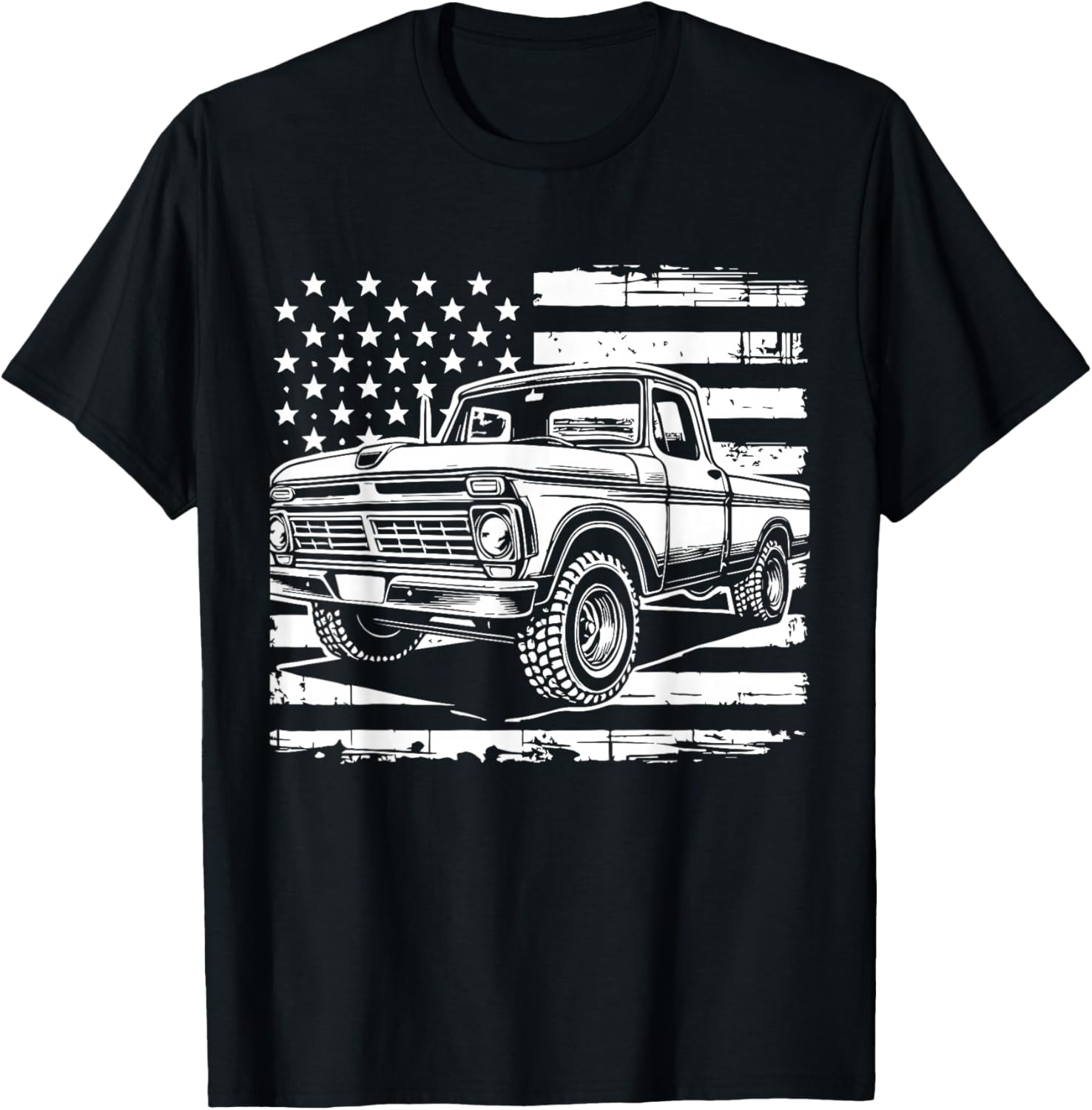 First gen Classic Americana Truck Vintage Patriotic Design T-Shirt - T-Shirt | Black