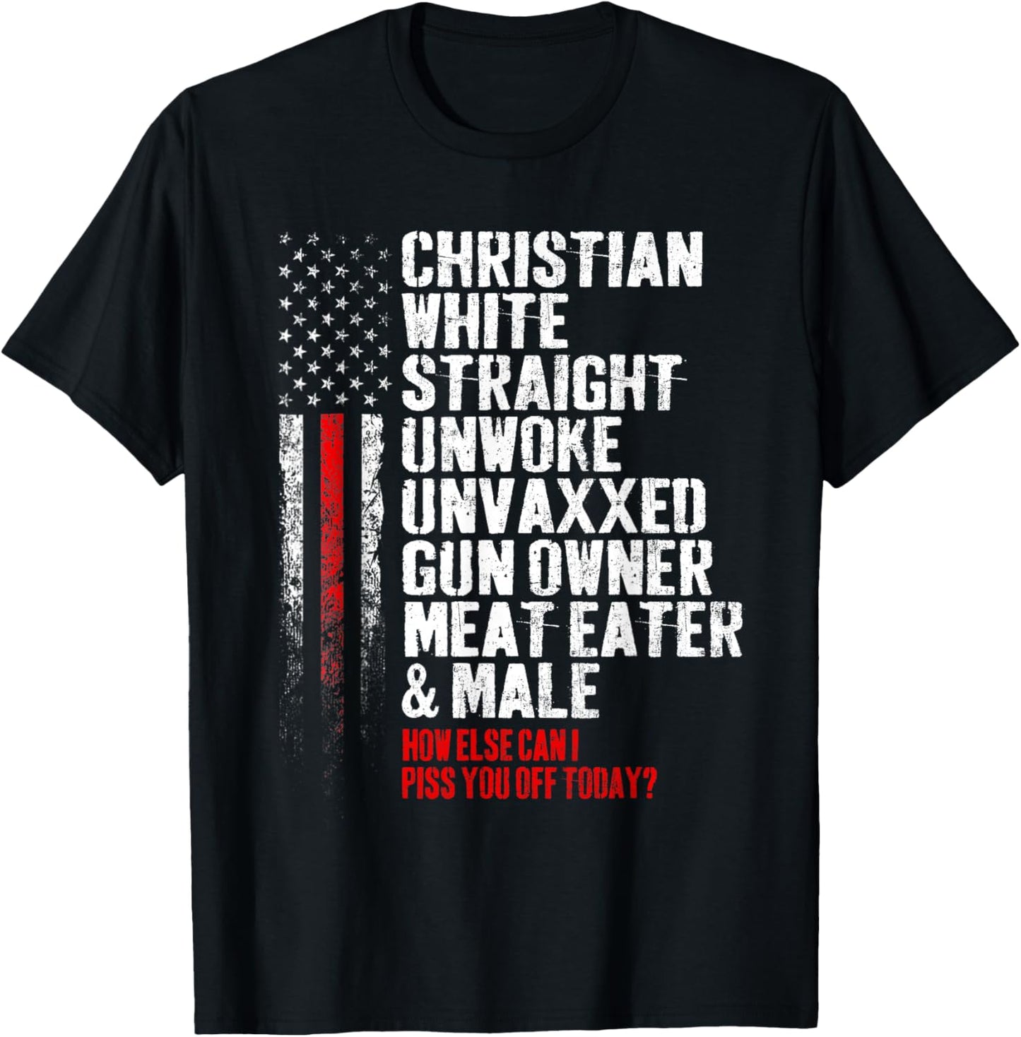 Christian White Straight Unwoke Unvaxxed Gun Owner T-Shirt - T-Shirt | Black