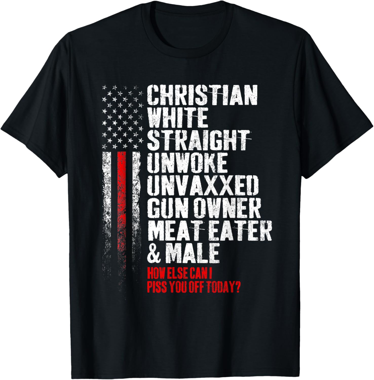 Christian White Straight Unwoke Unvaxxed Gun Owner T-Shirt - T-Shirt | Black