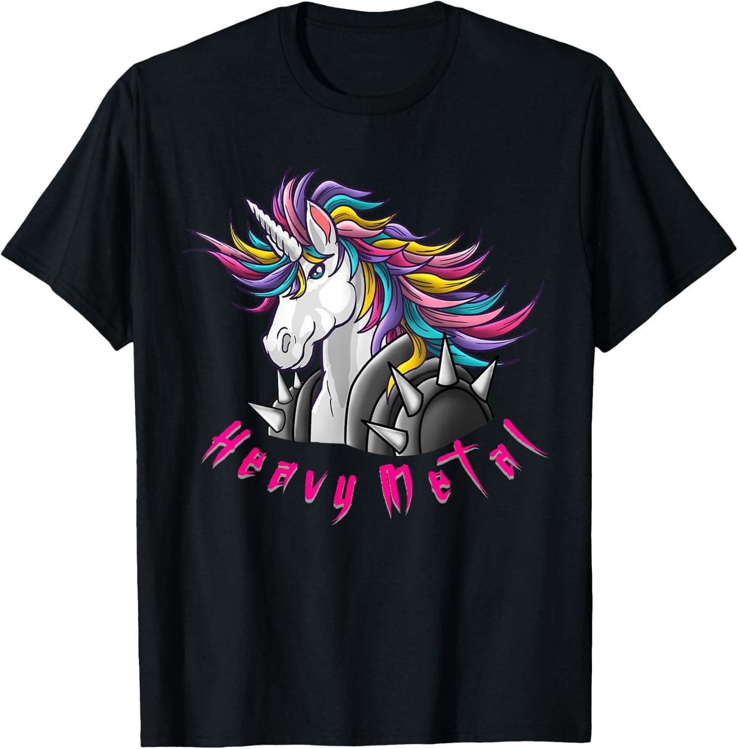 Unicorn Funny Heavy Metal Design Woman Kids Girls T-Shirt - T-Shirt | Black