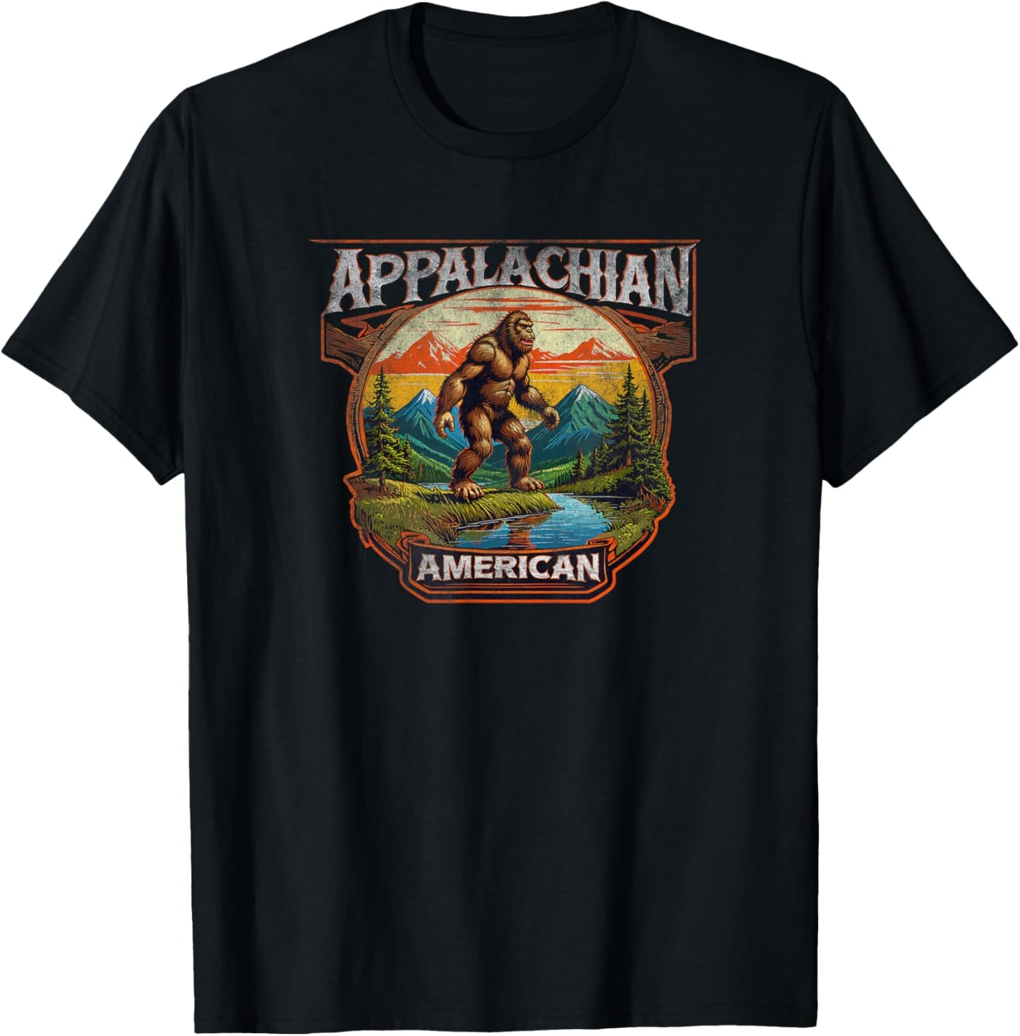 Appalachian American vintage bigfoot T-Shirt - T-Shirt | Black