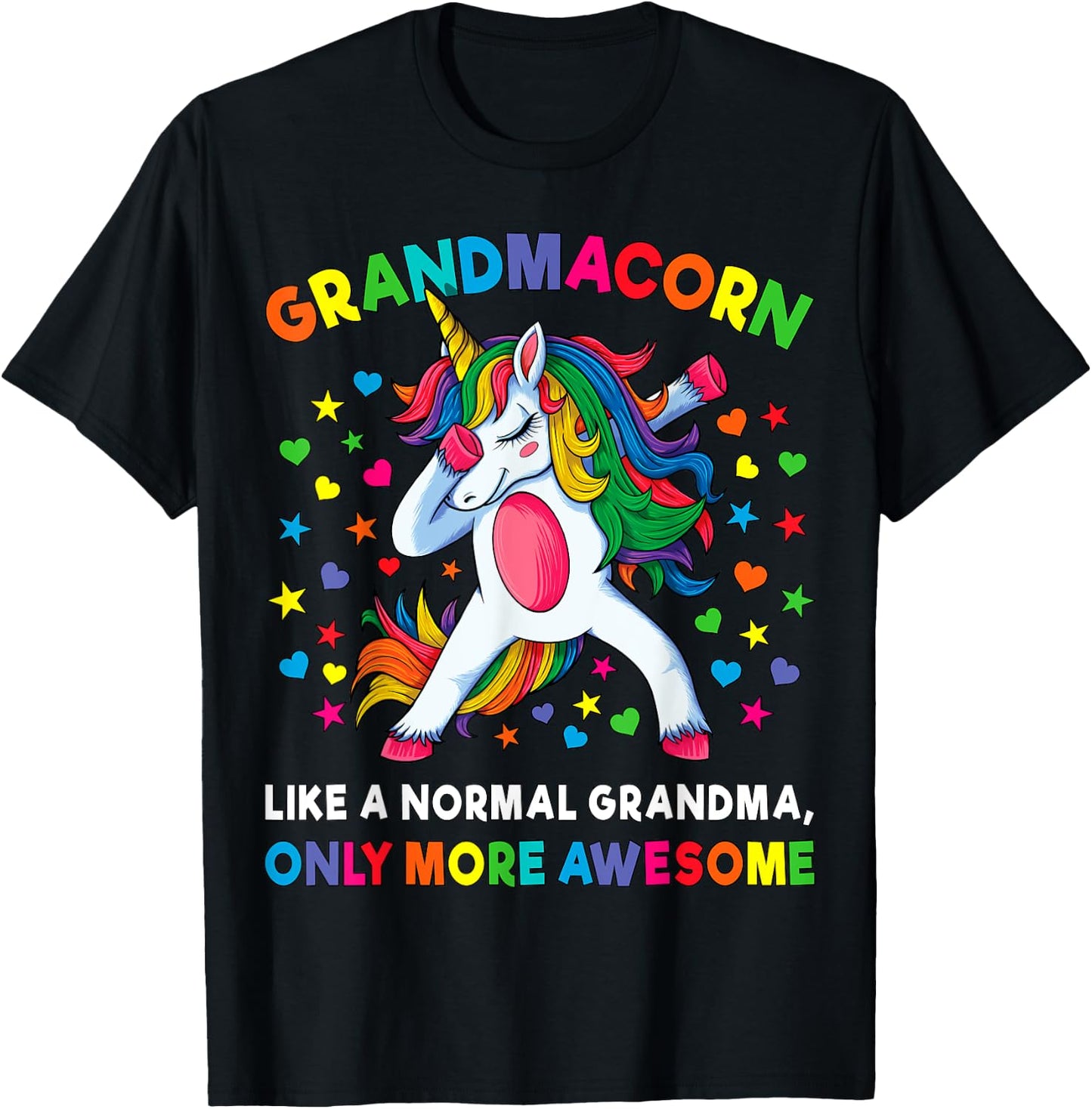 Grandmacorn Like A Grandma Only Awesome Dabbing Unicorn T-Shirt - T-Shirt | Black