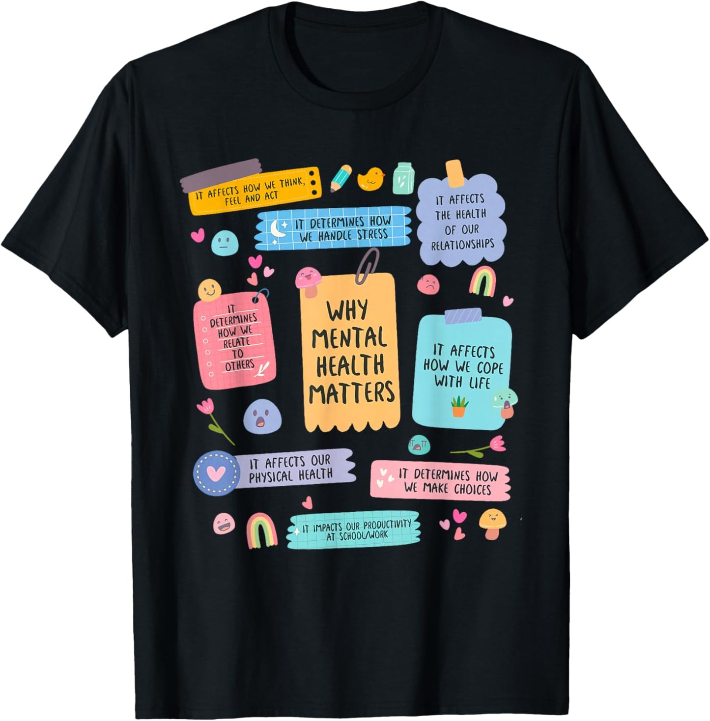 Mental Health Matters Human Brain Illness Awareness Reasons T-Shirt - T-Shirt | Black