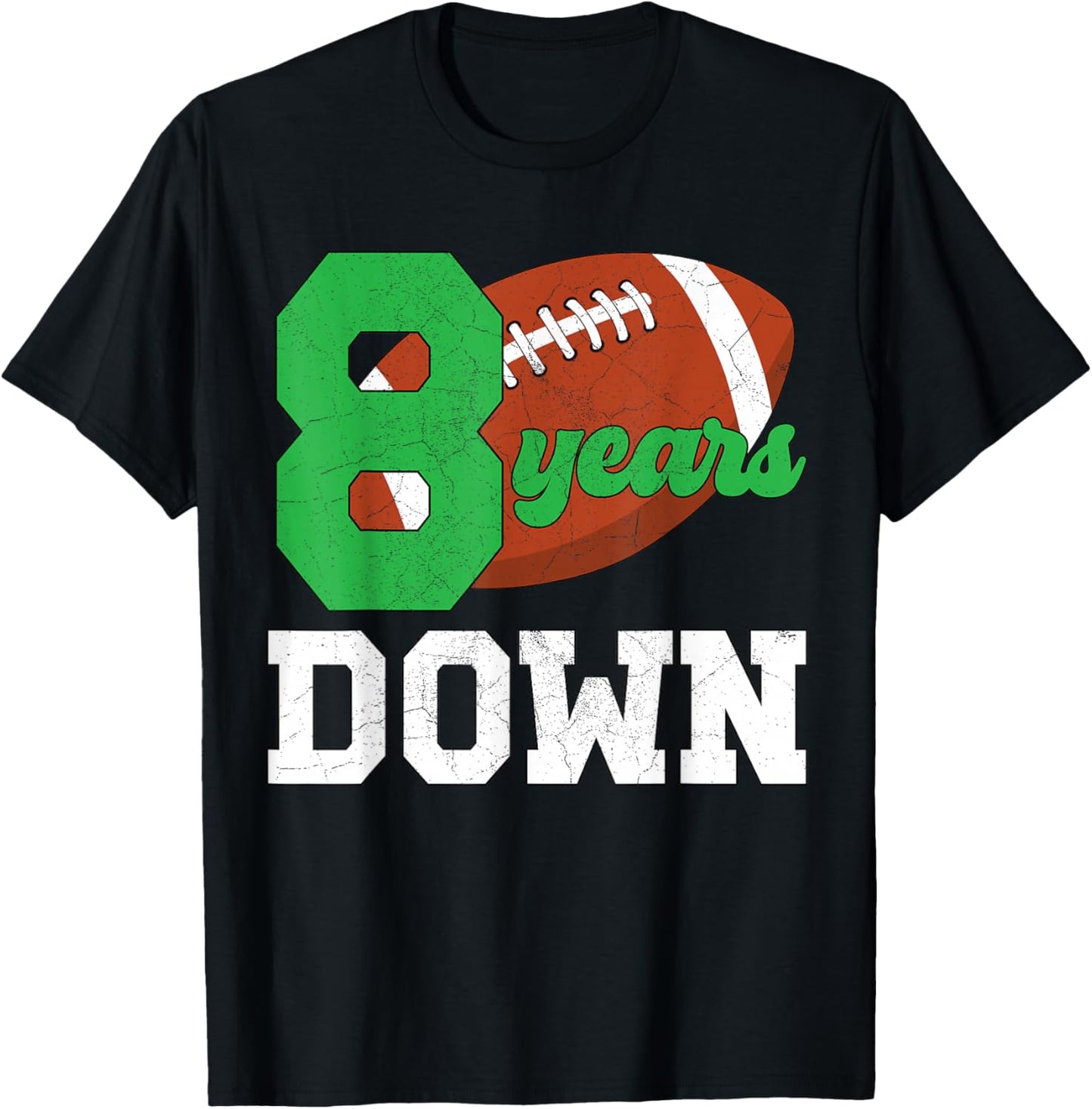 8th Birthday Football Boy Eight Year Old Football Player T-Shirt - T-Shirt | Black