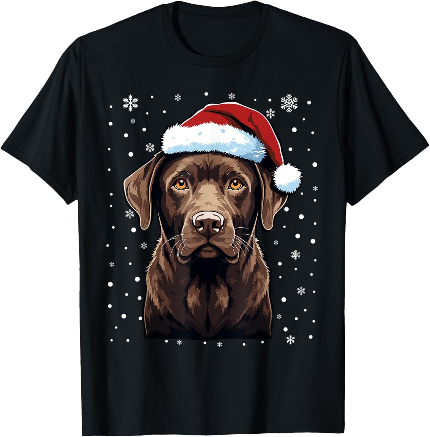 Chocolate Labrador Dog Christmas Santa Hat Xmas Pajama T-Shirt - T-Shirt | Black