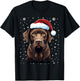 Chocolate Labrador Dog Christmas Santa Hat Xmas Pajama T-Shirt - T-Shirt | Black
