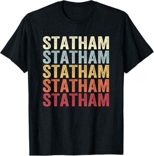 Statham Georgia Statham GA Retro Vintage Text T-Shirt - T-Shirt | Black