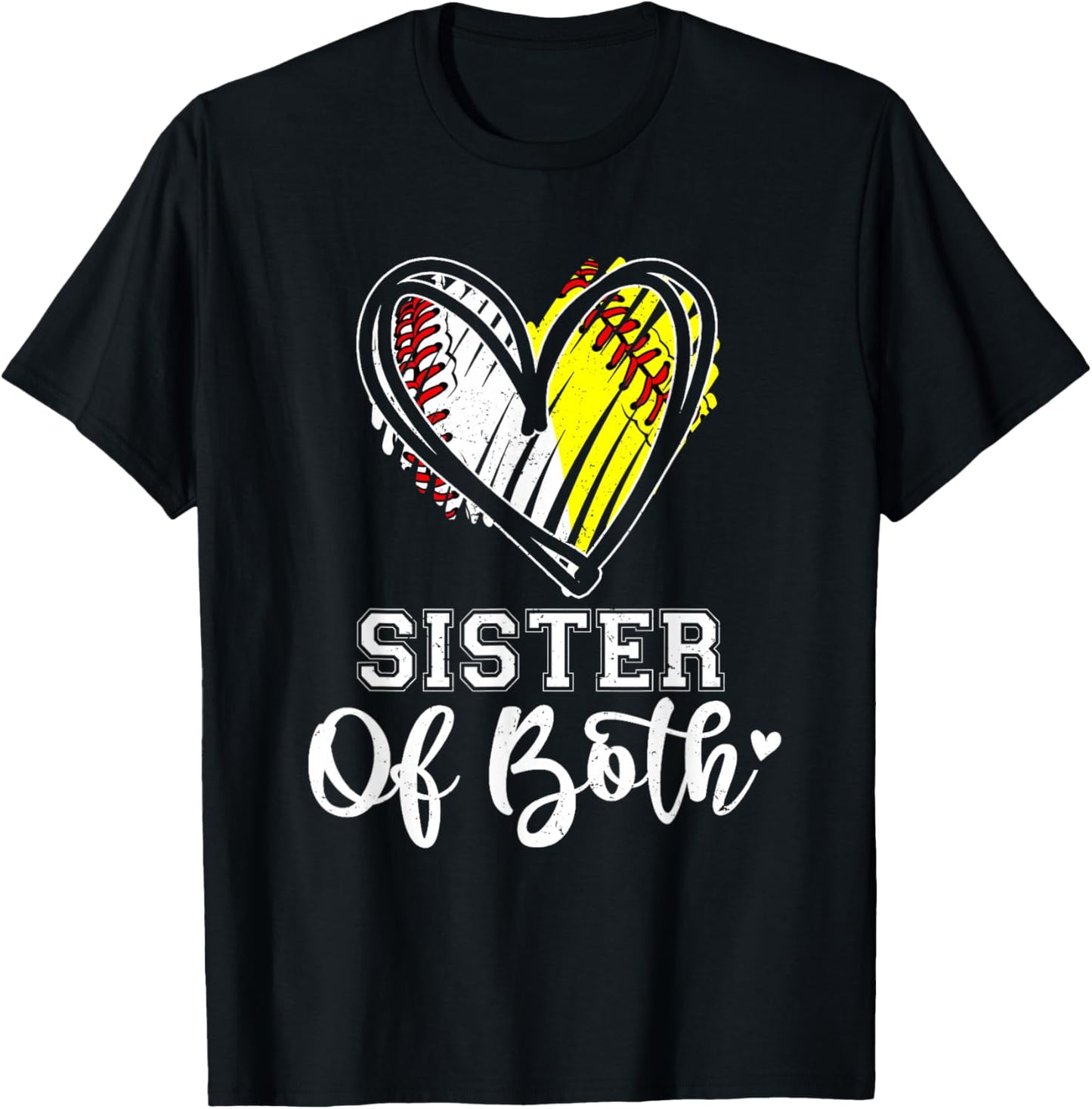 Sister Of Both Baseball Softball Sister T-Shirt - T-Shirt | Black