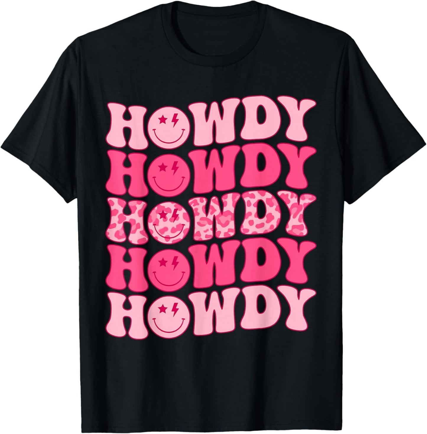 Groovy Howdy Western Girl Country Rodeo Pink Cowgirl Retro T-Shirt - T-Shirt | Black