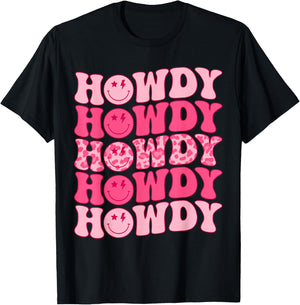 Groovy Howdy Western Girl Country Rodeo Pink Cowgirl Retro T-Shirt - T-Shirt | Black