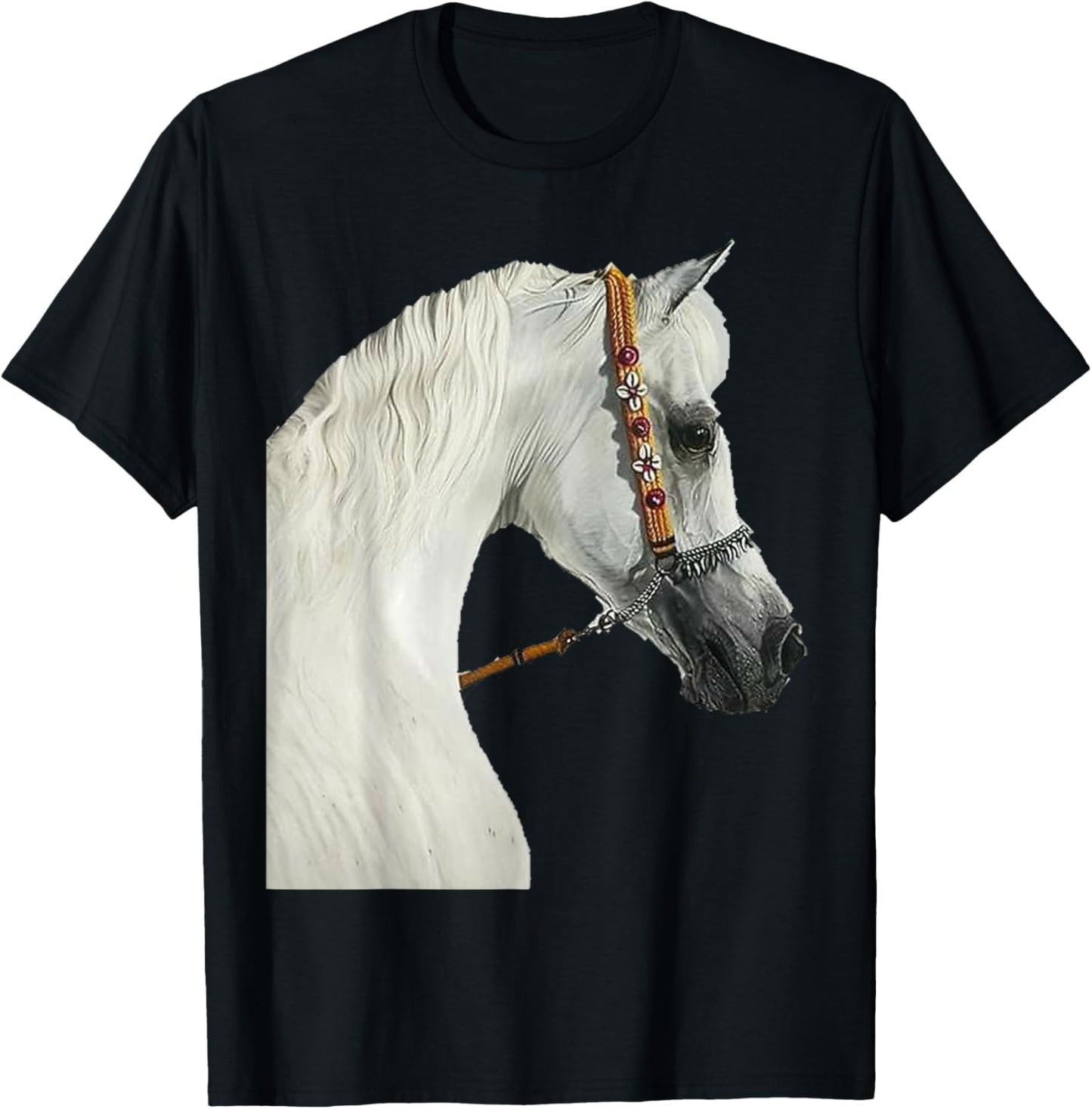 Arabian Horse White Horse Majestic Luxurious Fancy Arabic T-Shirt - T-Shirt | Black