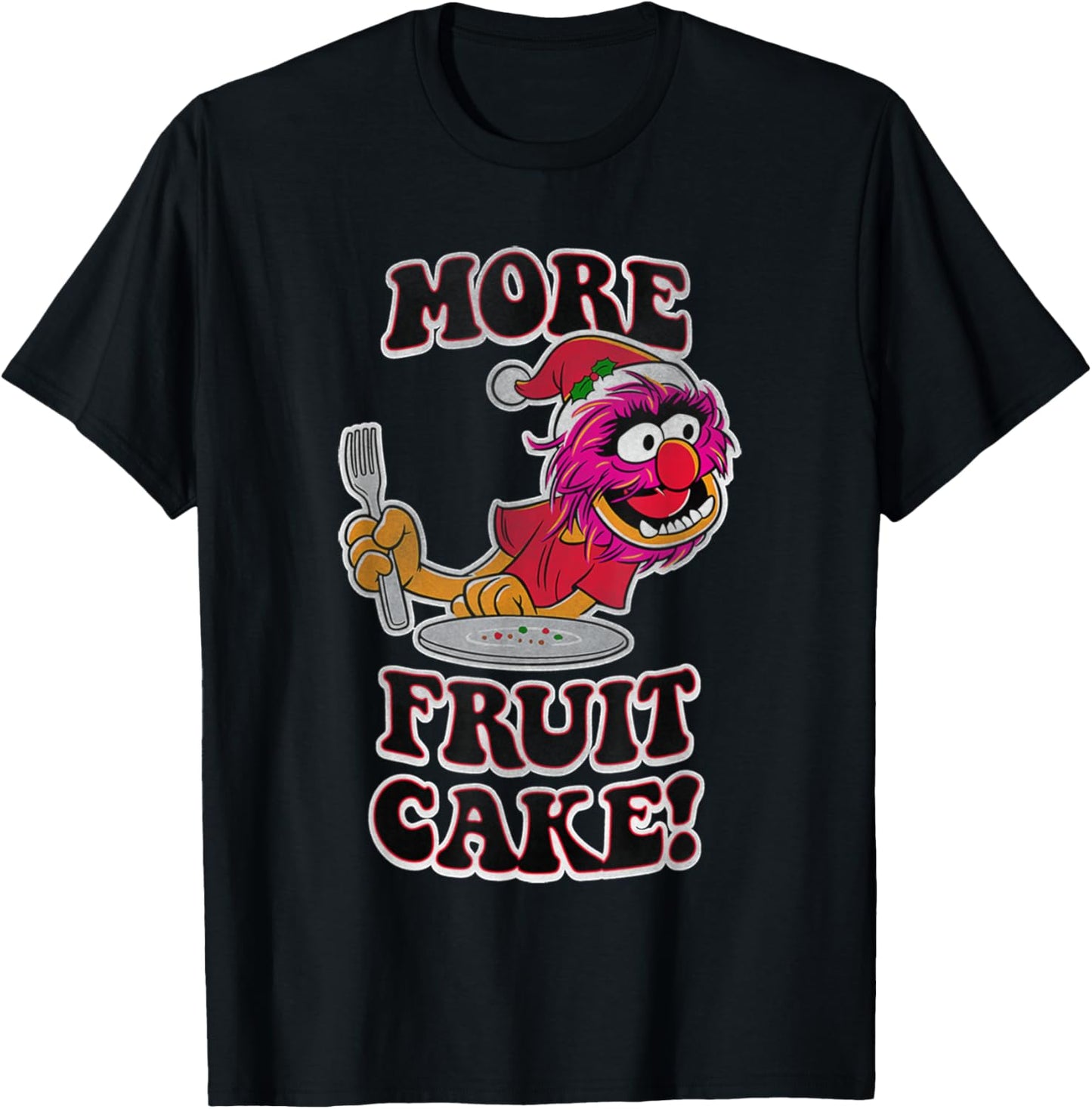 Disney The Muppets Christmas Animal More Fruit Cake! Poster T-Shirt - T-Shirt | Black