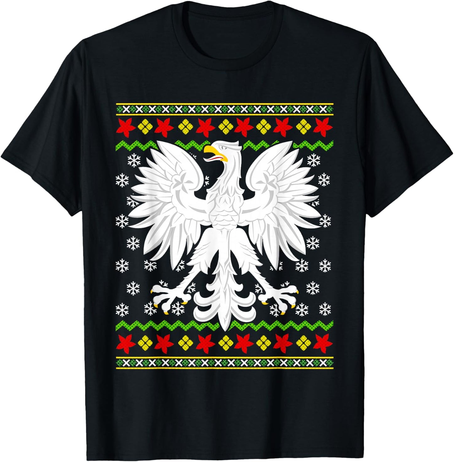 Poland Polish Family Men Women Kids Mom Dad Couple Ugly Christmas Polish Polska Eagle T-Shirt - T-Shirt | Black
