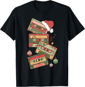 80 Christmas Cassette Tape Pencil 1980 Retro Throwback Music T-Shirt - T-Shirt | Black