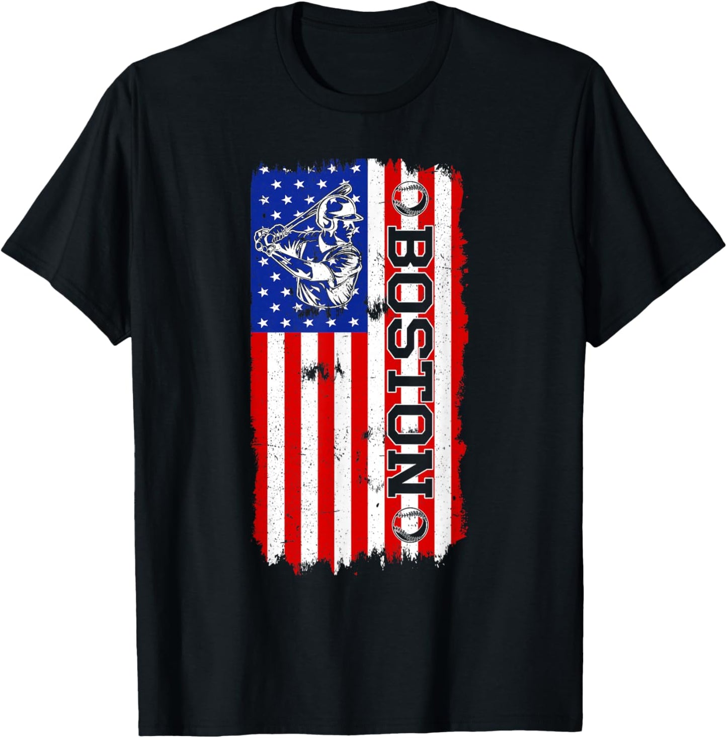 Vintage Style Boston Baseball and Men T-Shirt - T-Shirt | Black