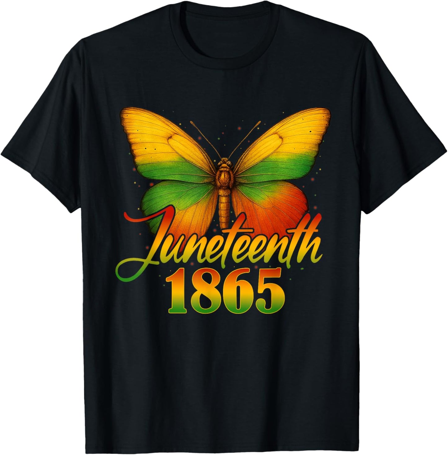 Juneteenth Butterfly Flag Celebrate Black Freedom Since 1865 T-Shirt - T-Shirt | Black