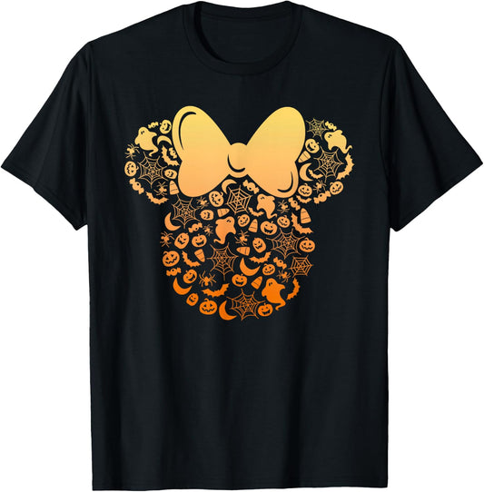 Disney Minnie Mouse Halloween Ghosts & Pumpkins Gradient T-Shirt - T-Shirt | Black
