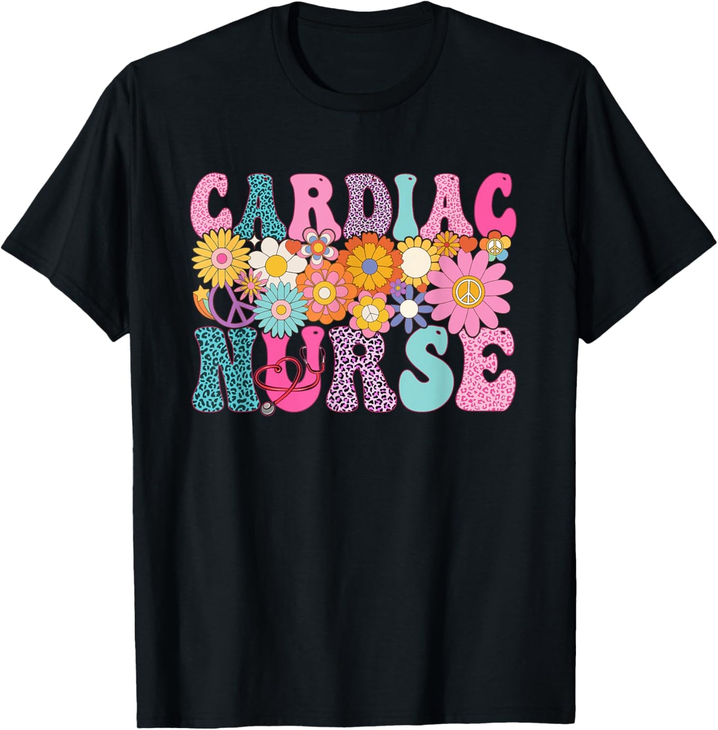Cardiac Nurse Week Groovy Appreciation Day T-Shirt - T-Shirt | Black