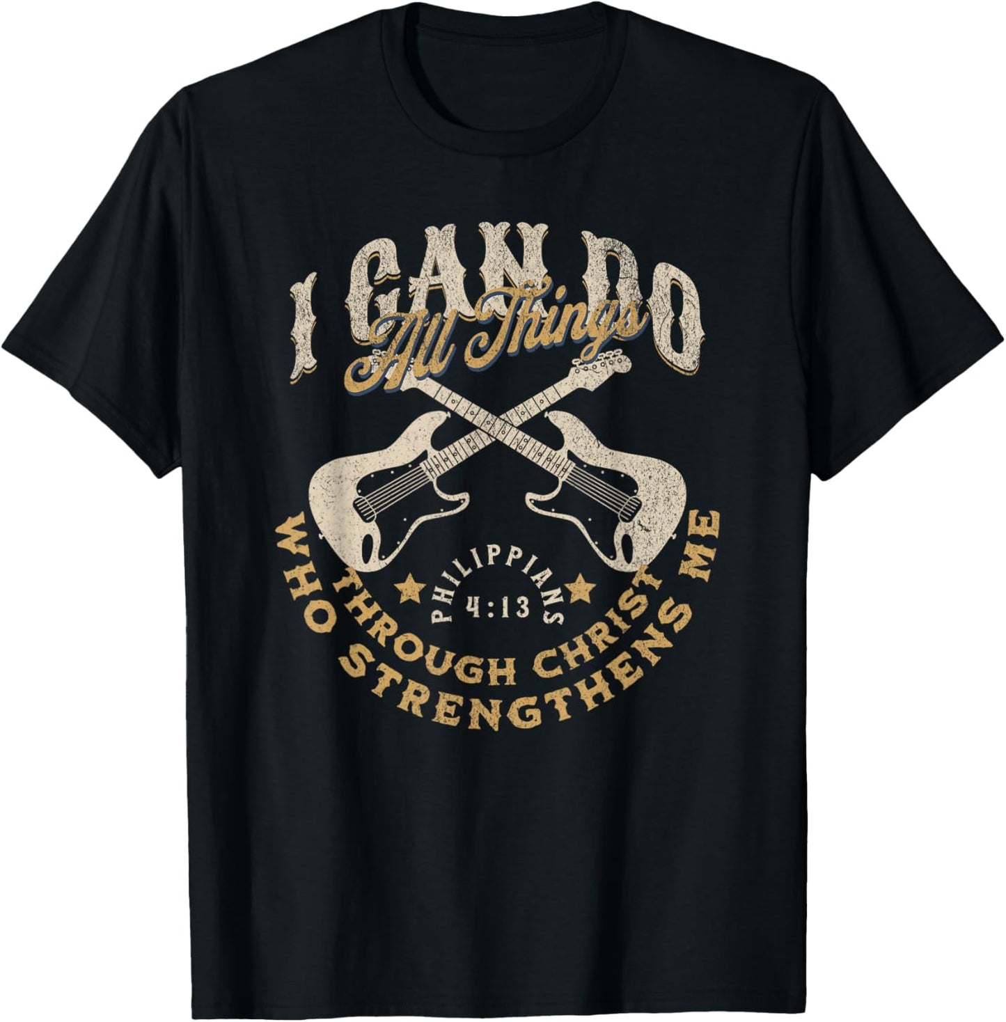 Gospel Christian Guitar Bible Scripture Verse Faith-Based T-Shirt - T-Shirt | Black