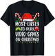 Most Likely To Play Video Game On Christmas Santa Gaming T-Shirt - T-Shirt | Black