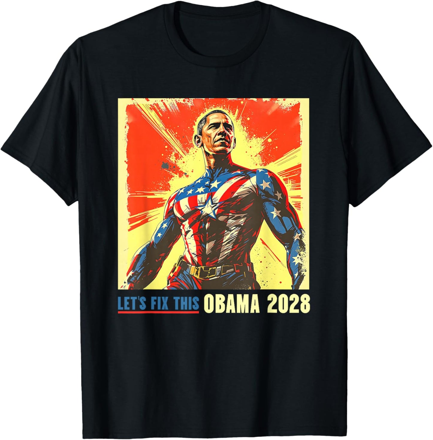 Obama Let's Fix This 2028 Barack for President 48 T-Shirt - T-Shirt | Black