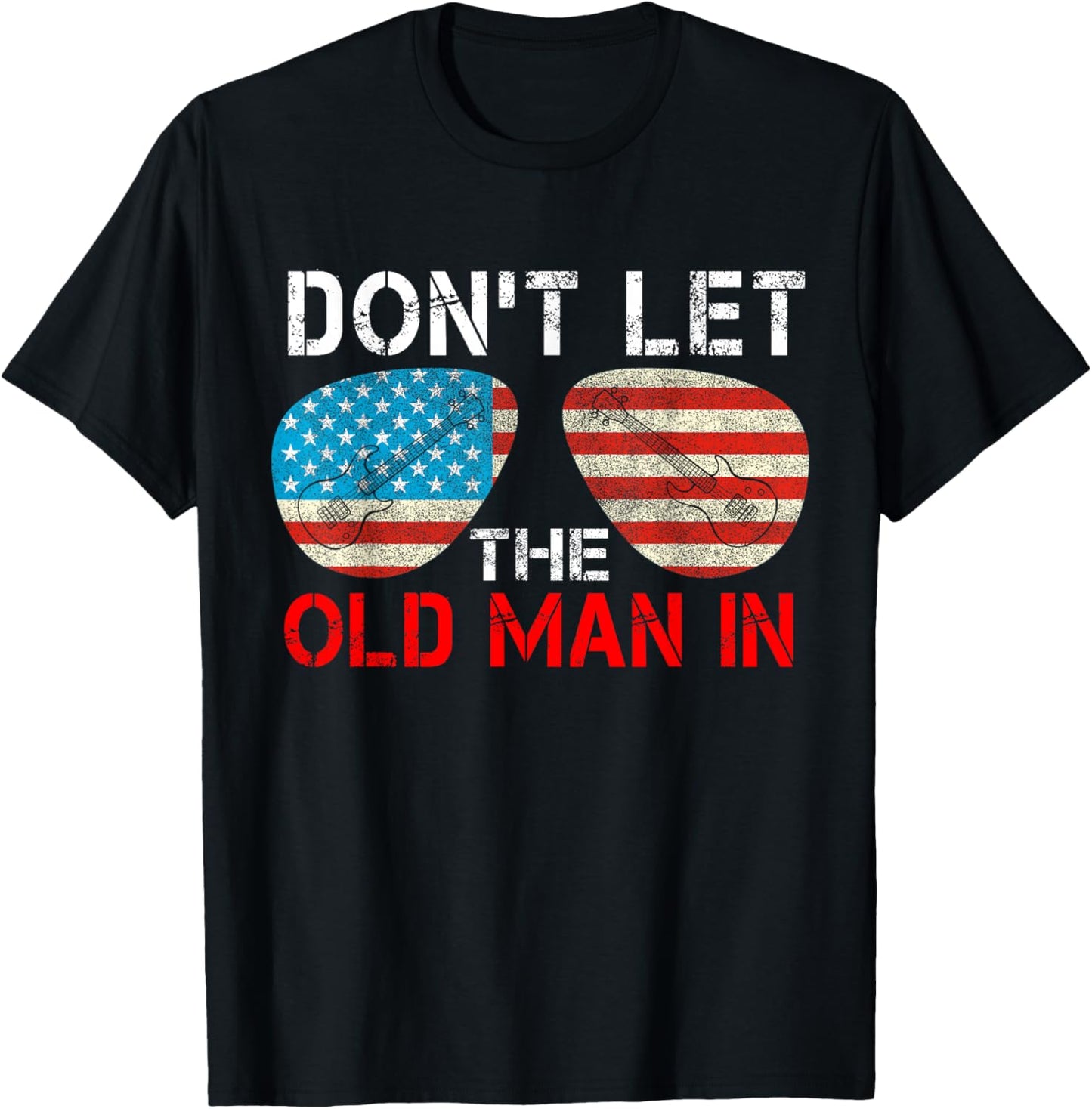 Retro Don't let the old man in Vintage American flag T-Shirt - T-Shirt | Black