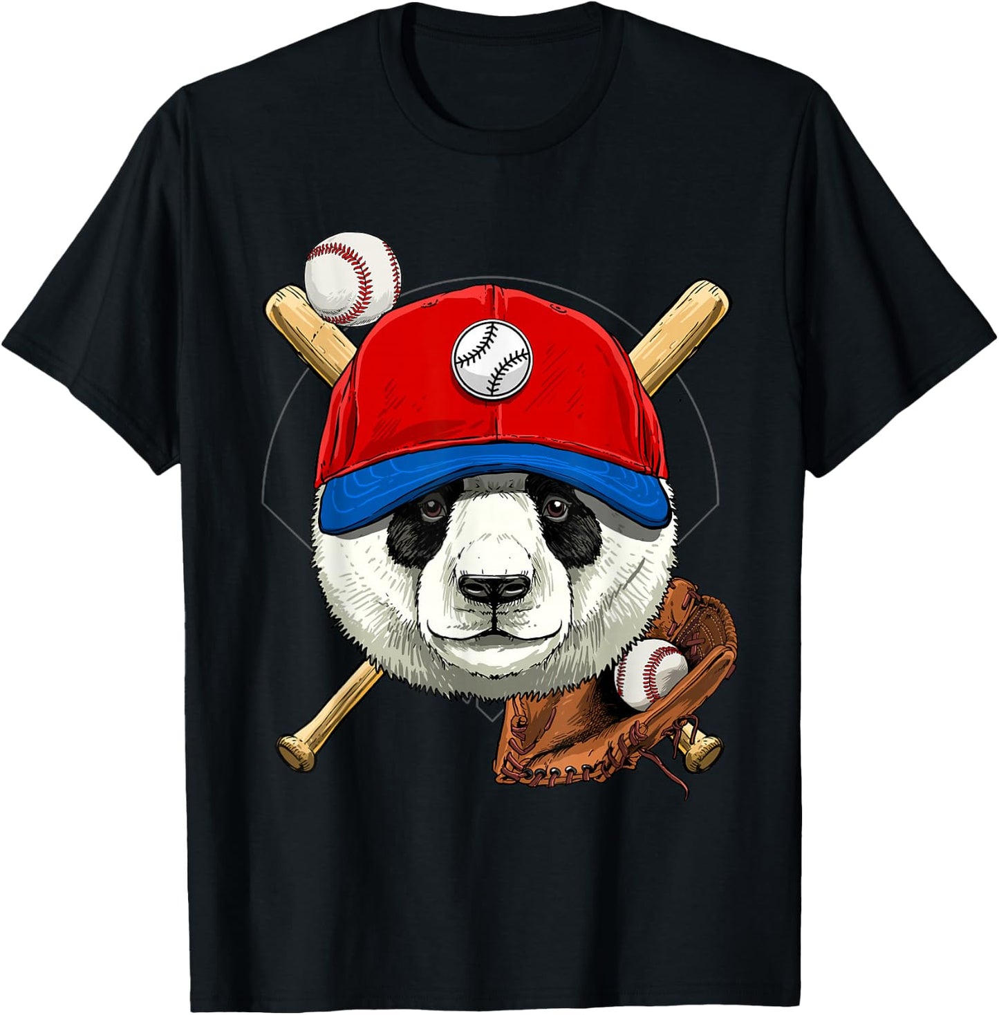 Panda Baseball Panda Lovers Baseball Player T-Shirt - T-Shirt | Black