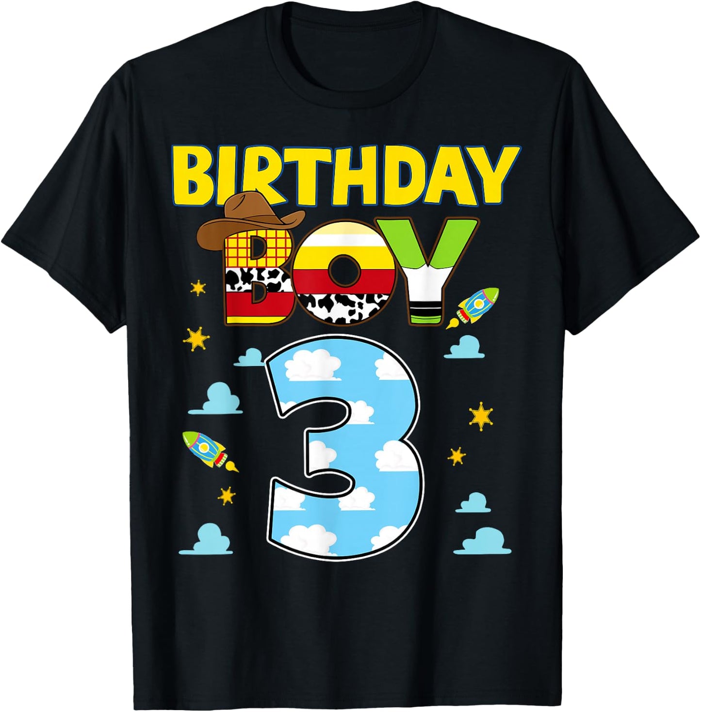 Western Family Birthday Boy Shirt 3 Cowboy 3rd Birthday T-Shirt - T-Shirt | Black