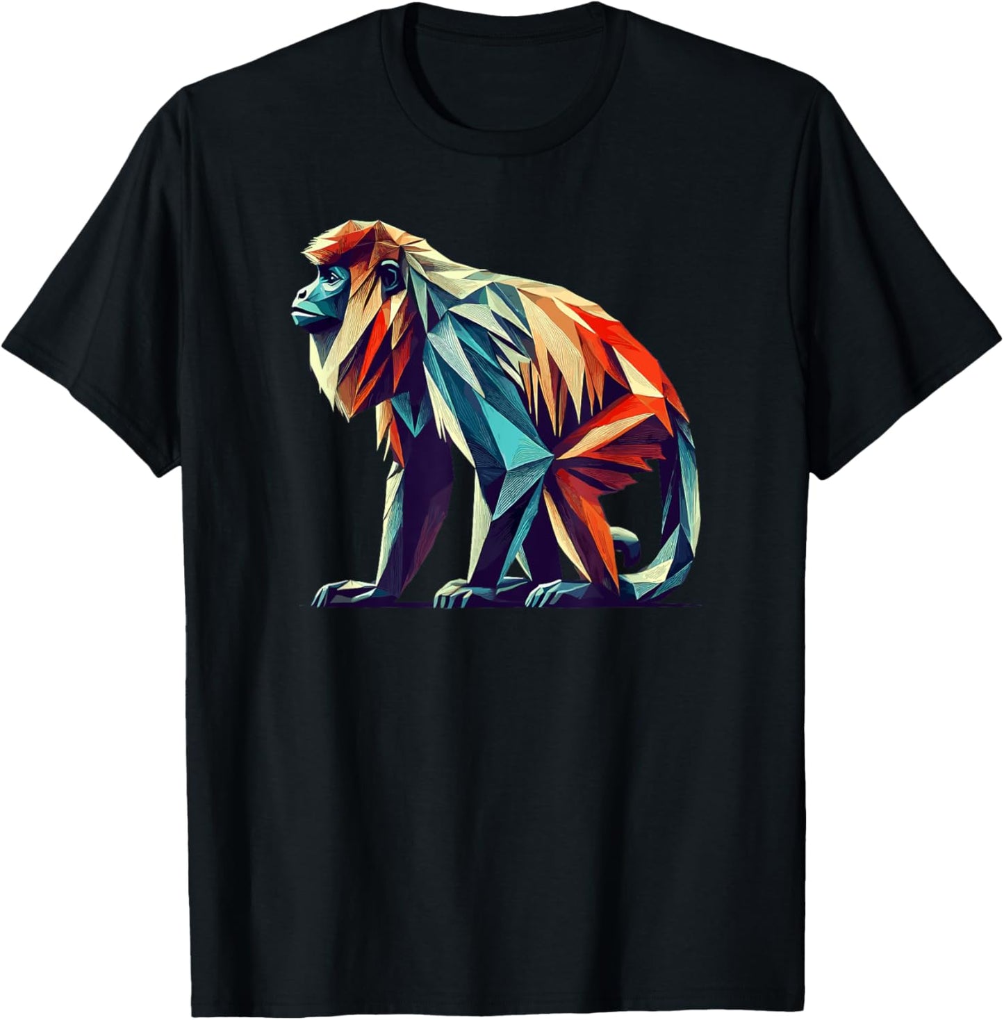 Geometric Art Howler Monkey T-Shirt - T-Shirt | Black