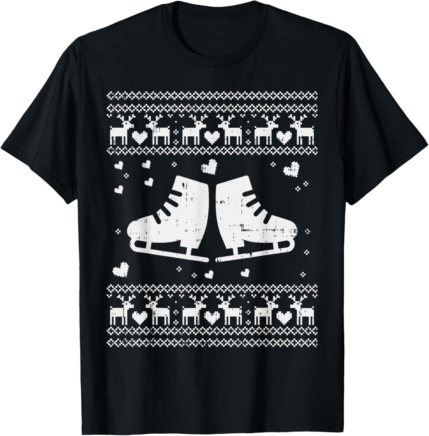 Ugly Christmas Ice Skater Shirt Skate Skating Shoe Girl Gift T-Shirt - T-Shirt | Black