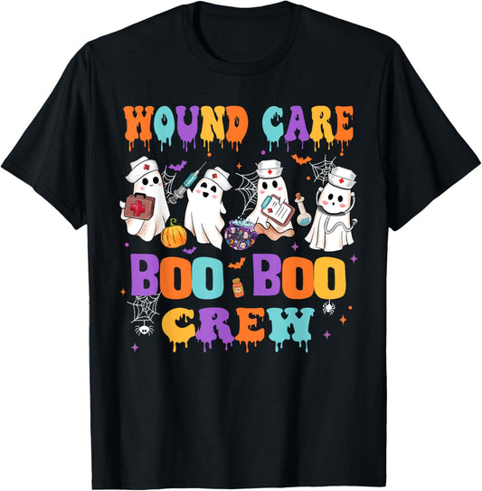 Wound Care Nurse Boo Boo Crew Nurse Halloween Squad Nurse T-Shirt - T-Shirt | Black
