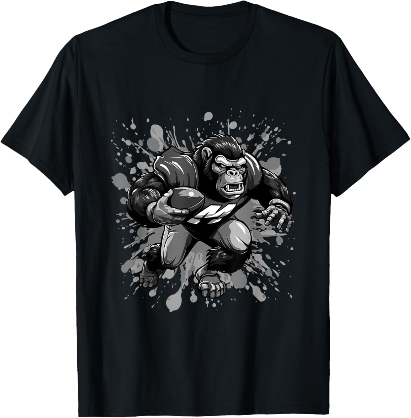 Gorilla Playing American Football Sport T-Shirt - T-Shirt | Black