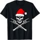 Christmas Crazy Rock and Roll Skeleton Skull Retro Funny T-Shirt - T-Shirt | Black