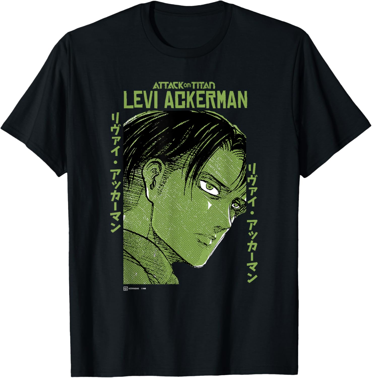 Attack on Titan Levi Ackerman Japanese Manga Face Portrait T-Shirt - T-Shirt | Black