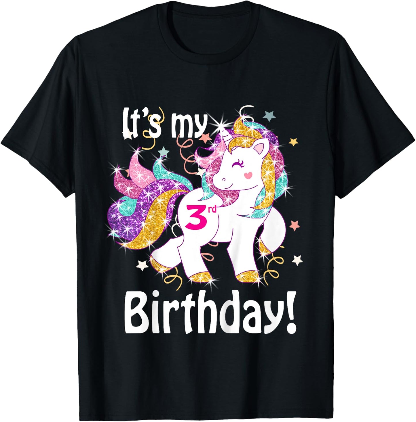 Its my 3rd Birthday (3 year old) unicorn Birthday shirt gift T-Shirt - T-Shirt | Black