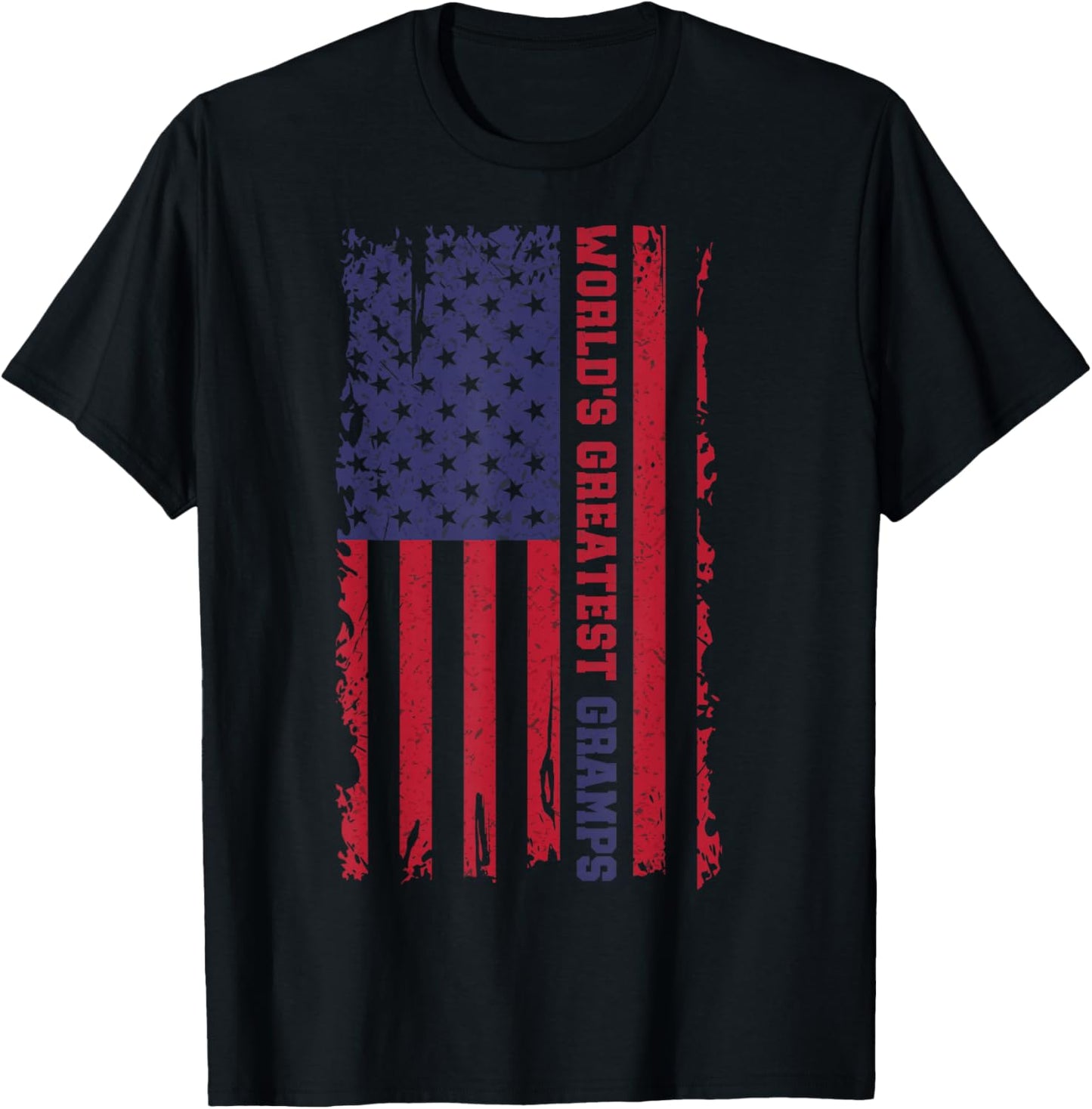 World's Greatest Gramps Vintage Father's Day Grandpa US Flag T-Shirt - T-Shirt | Black